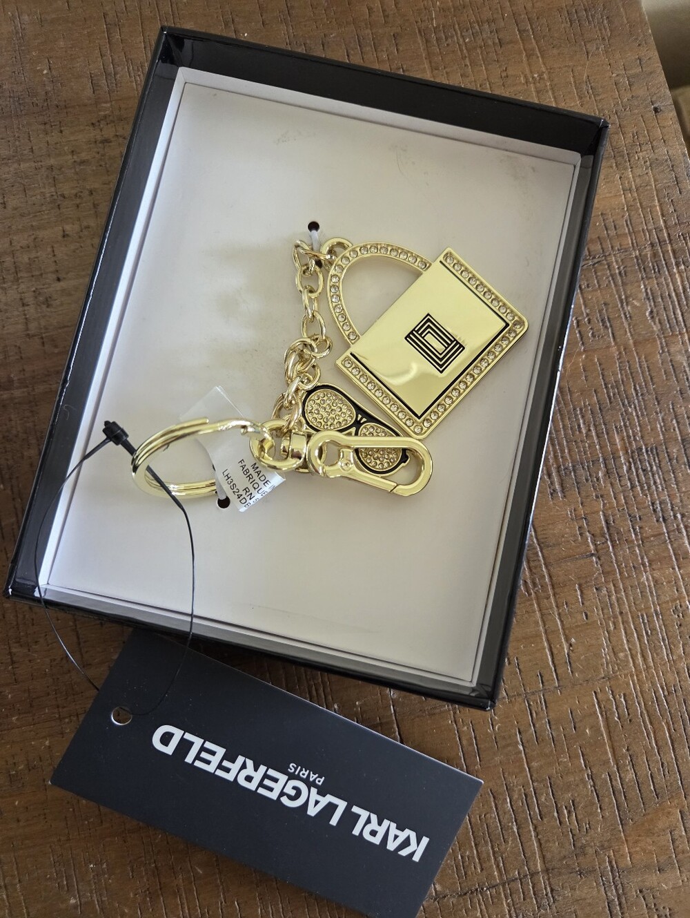 Karl Lagerfeld Paris Gold Gifting Keychain/Bag Charm NWT